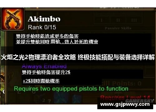 火炬之光2物理漂泊者全攻略 终极技能搭配与装备选择详解